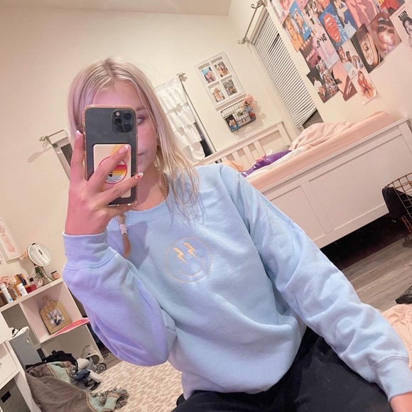 Tops - custom embroidered smiley crewneck